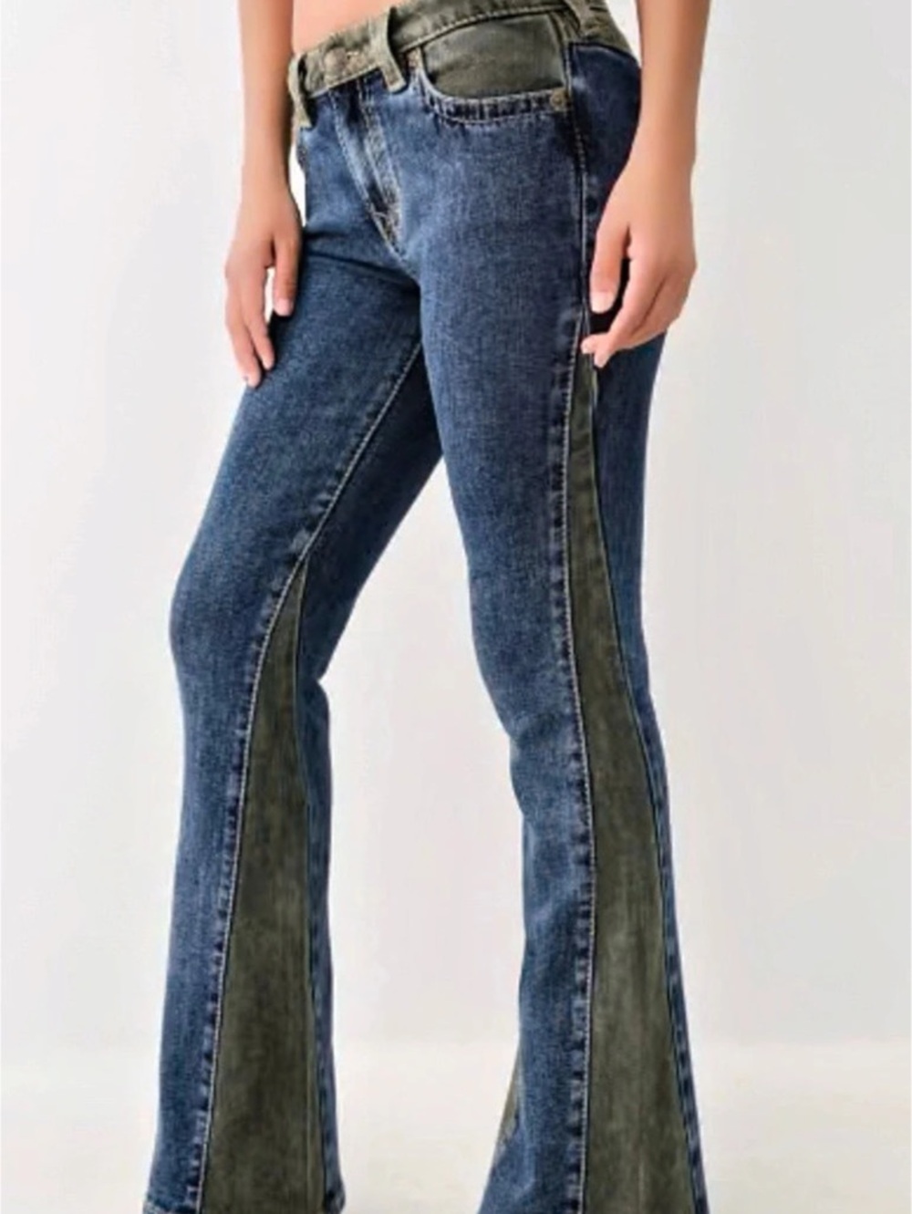 True Religion Joey Colorblock Mid Rise Flare Jean